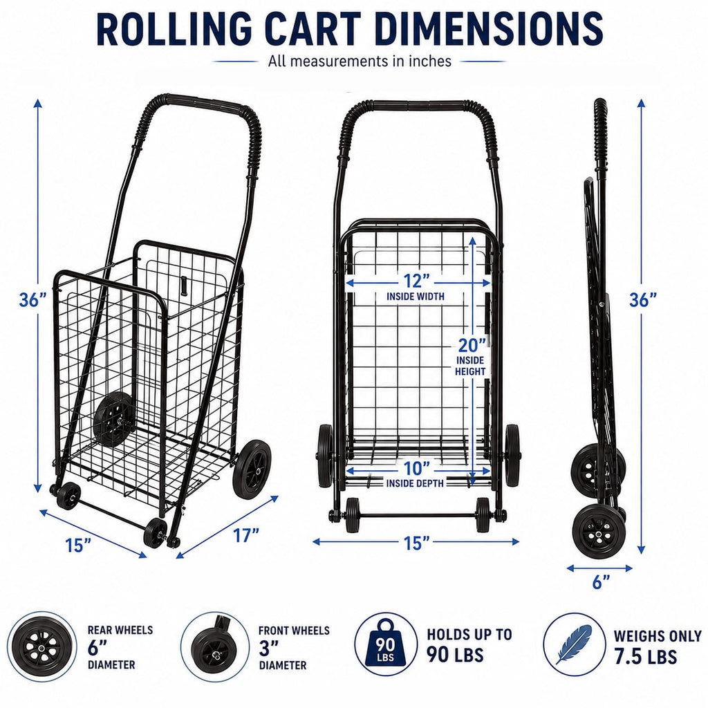 Black Foldable Utility Cart with Wheels T410774