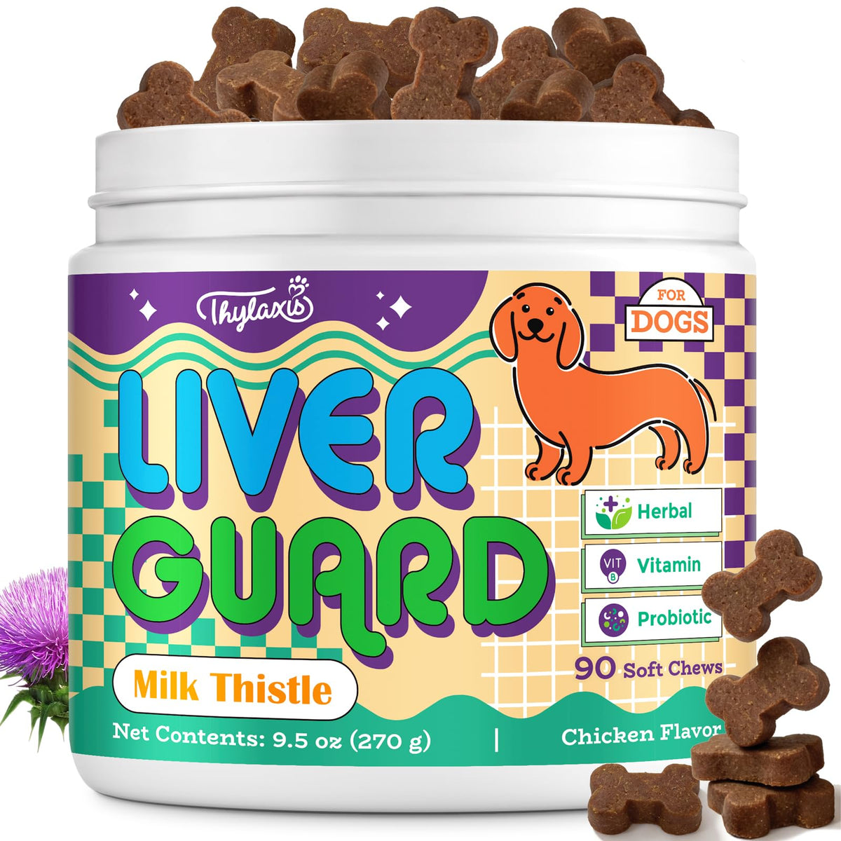 Dog Liver Supplement, Milk Thistle & Same, 5B CFU Probiotics, 90 Soft Chews Q667022