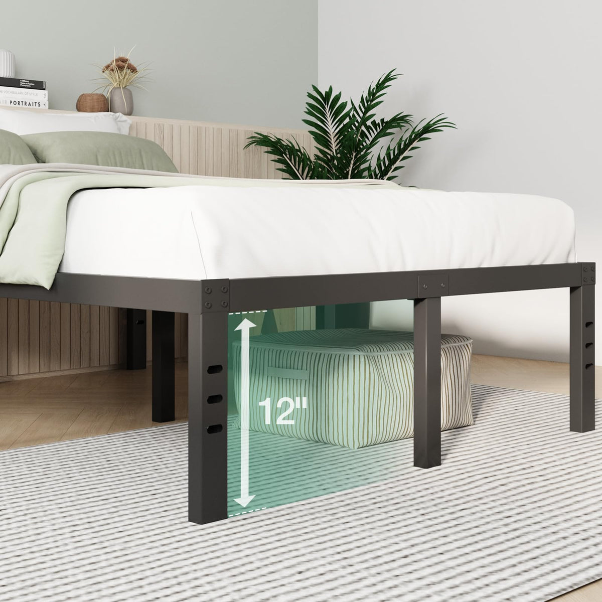 Queen Size 14 Inch Metal Platform Bed Frame C77340