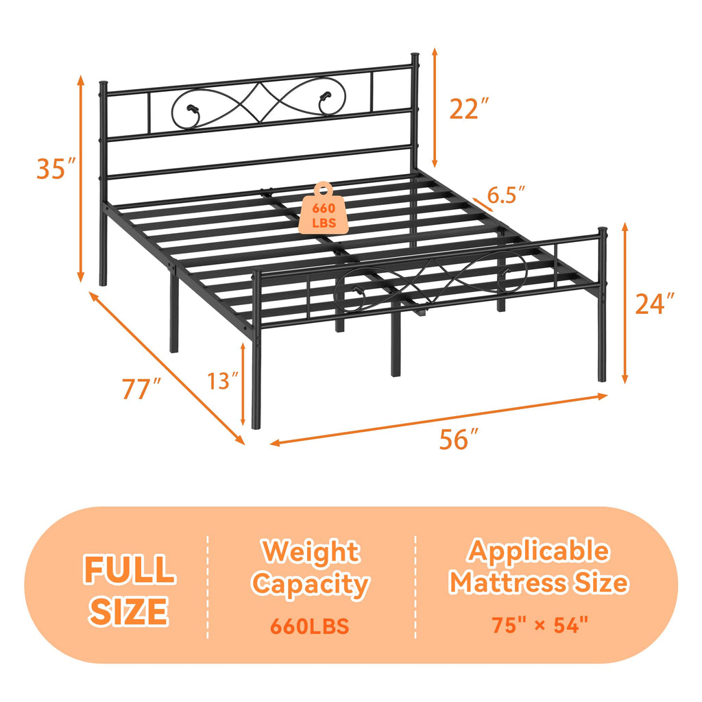 Full Size Metal Platform Bed with Under Storage O2369