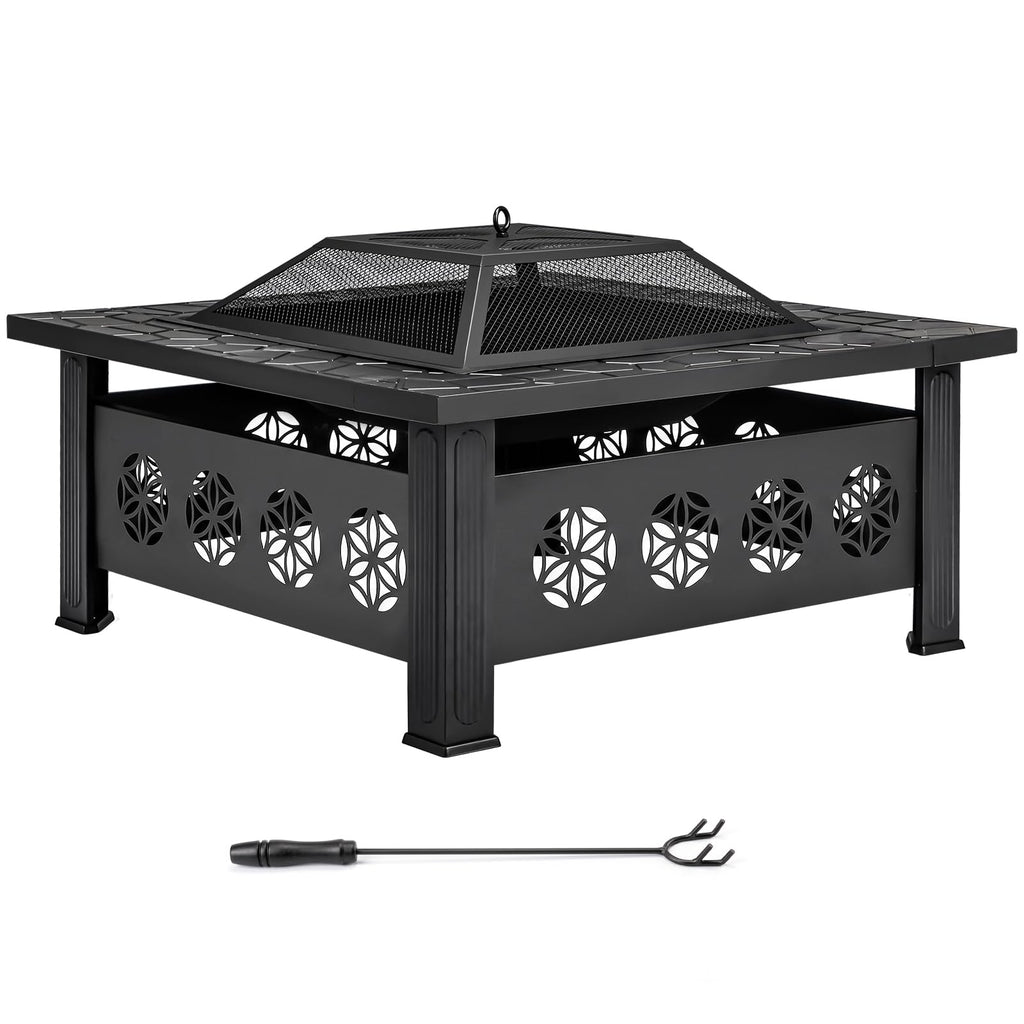 32 Inch Square Wood Burning Fire Pit Table P631