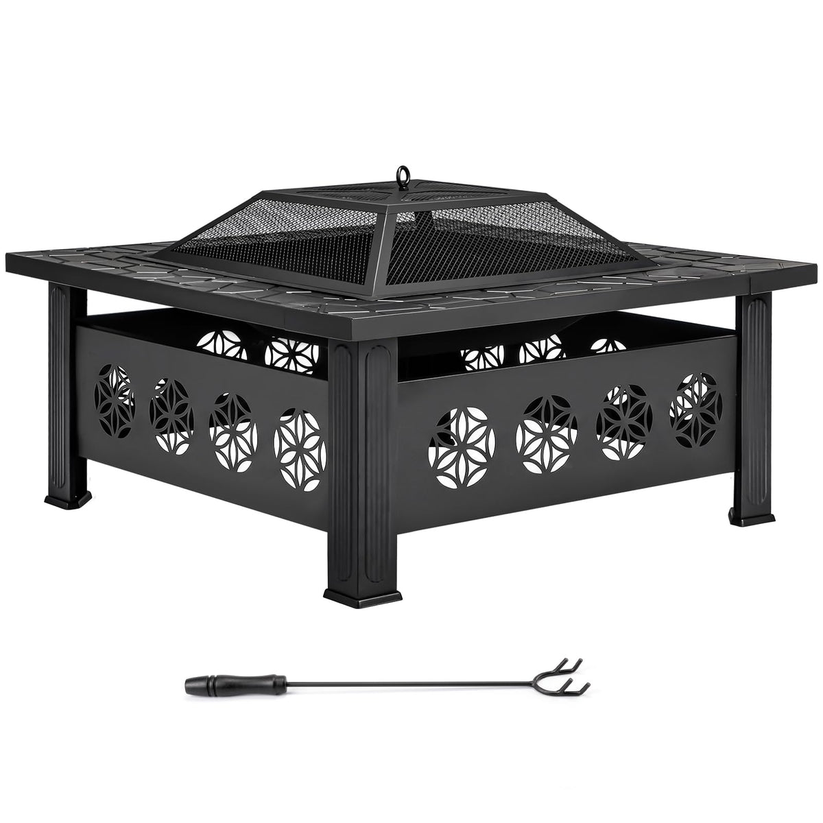 32 Inch Square Wood Burning Fire Pit Table P631