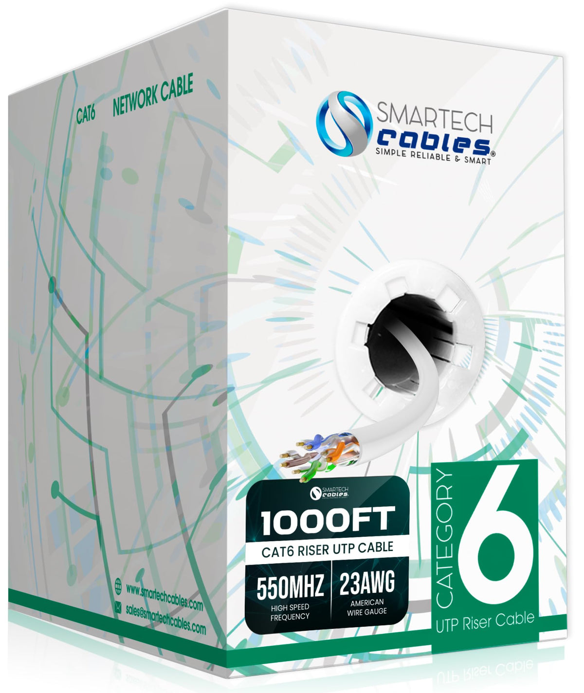 Cat 6 Ethernet Cable 1000ft 23AWG UTP 4-Pairs White Y16762