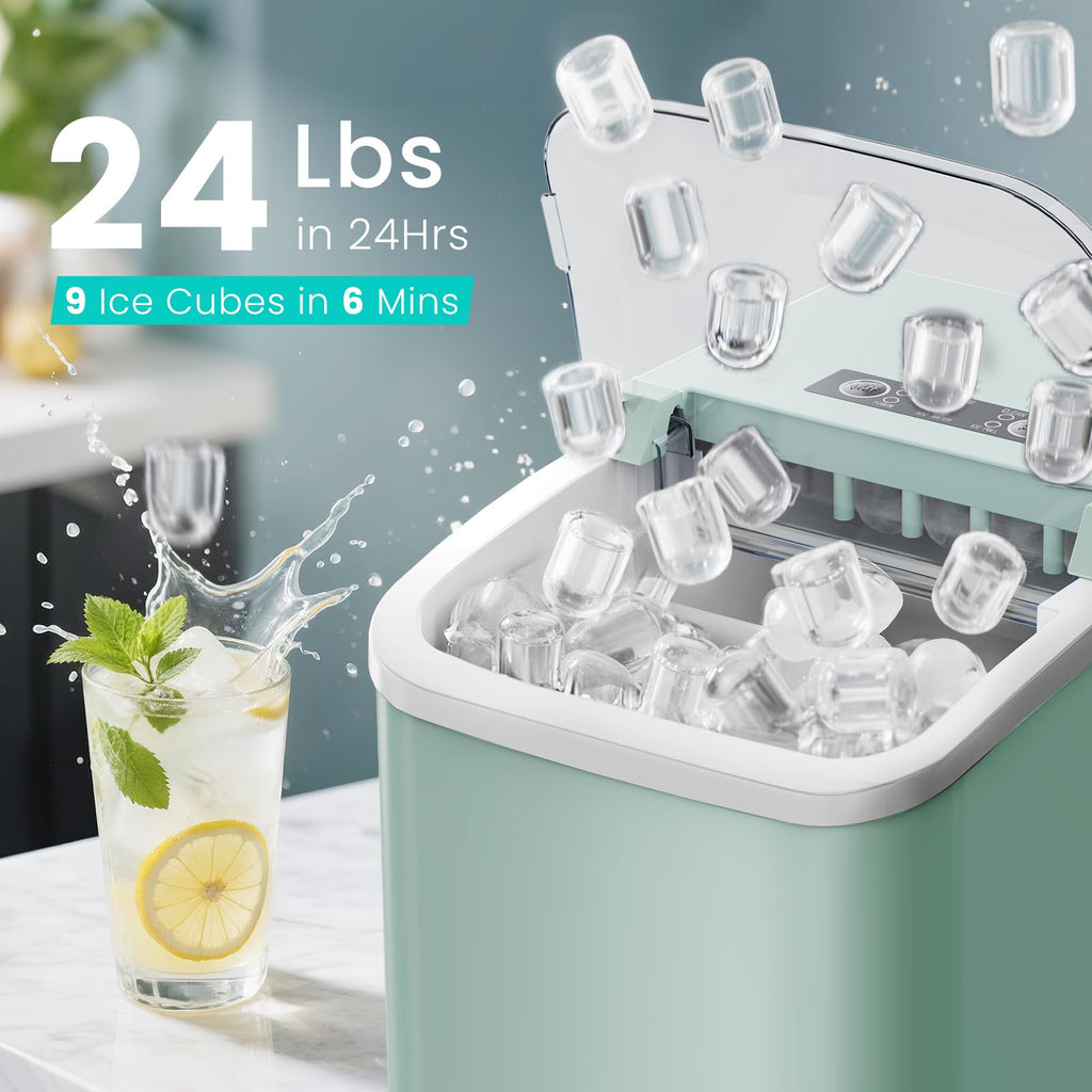 Portable Countertop Ice Maker with Basket & Scoop, 2 Cube Sizes J564378