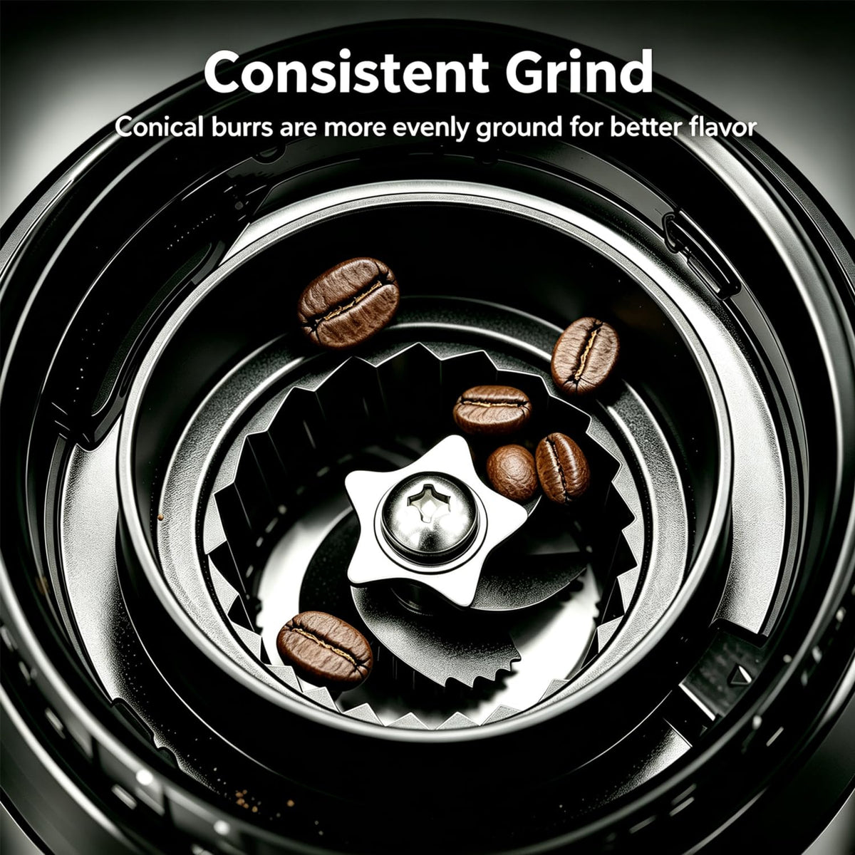 Conical Burr Coffee Bean Grinder, 25 Precise Settings, Anti-Static N694065
