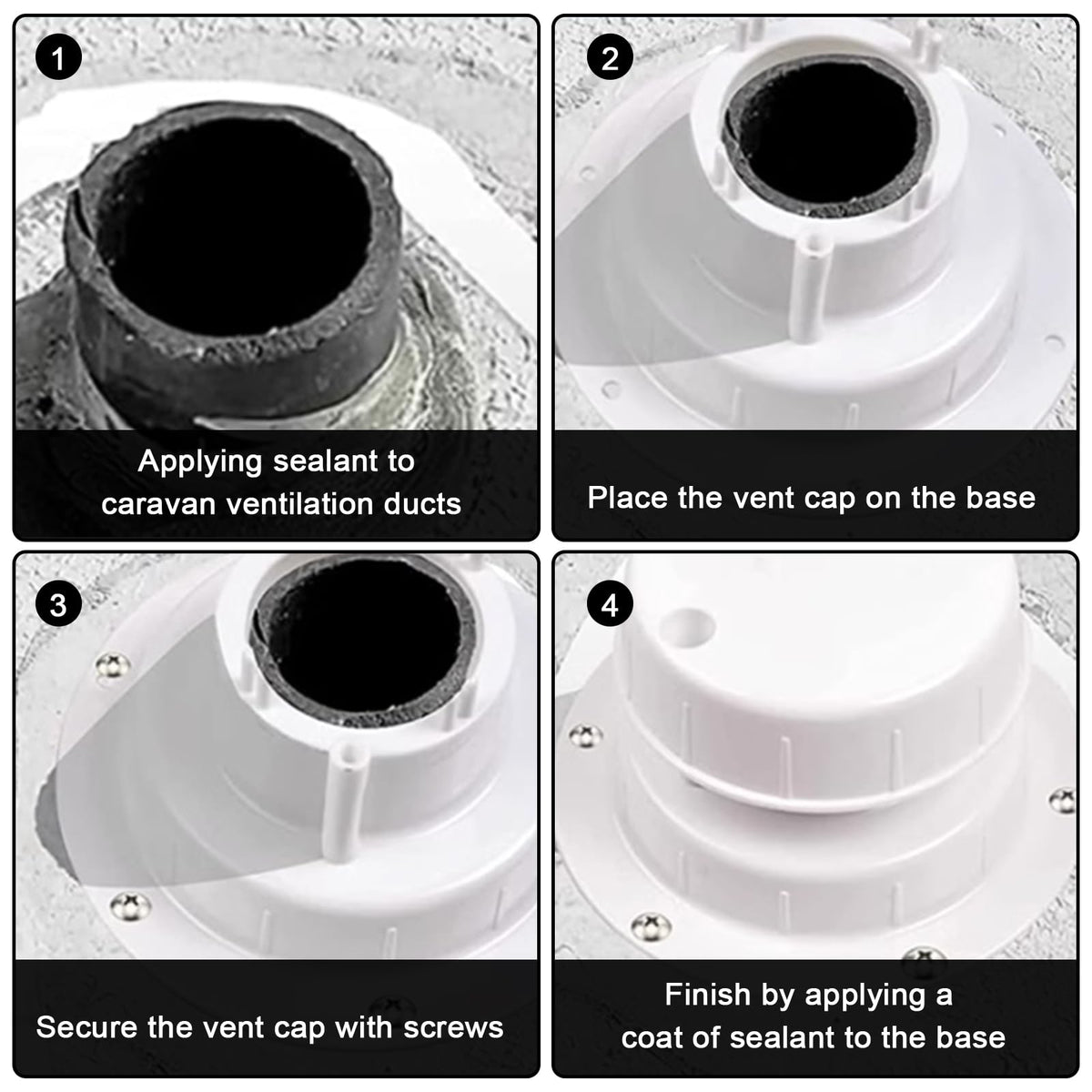 RV Plumbing Vent Caps Kit 2Pcs Plastic Roof Sewer Vent Cover Caps Black G432