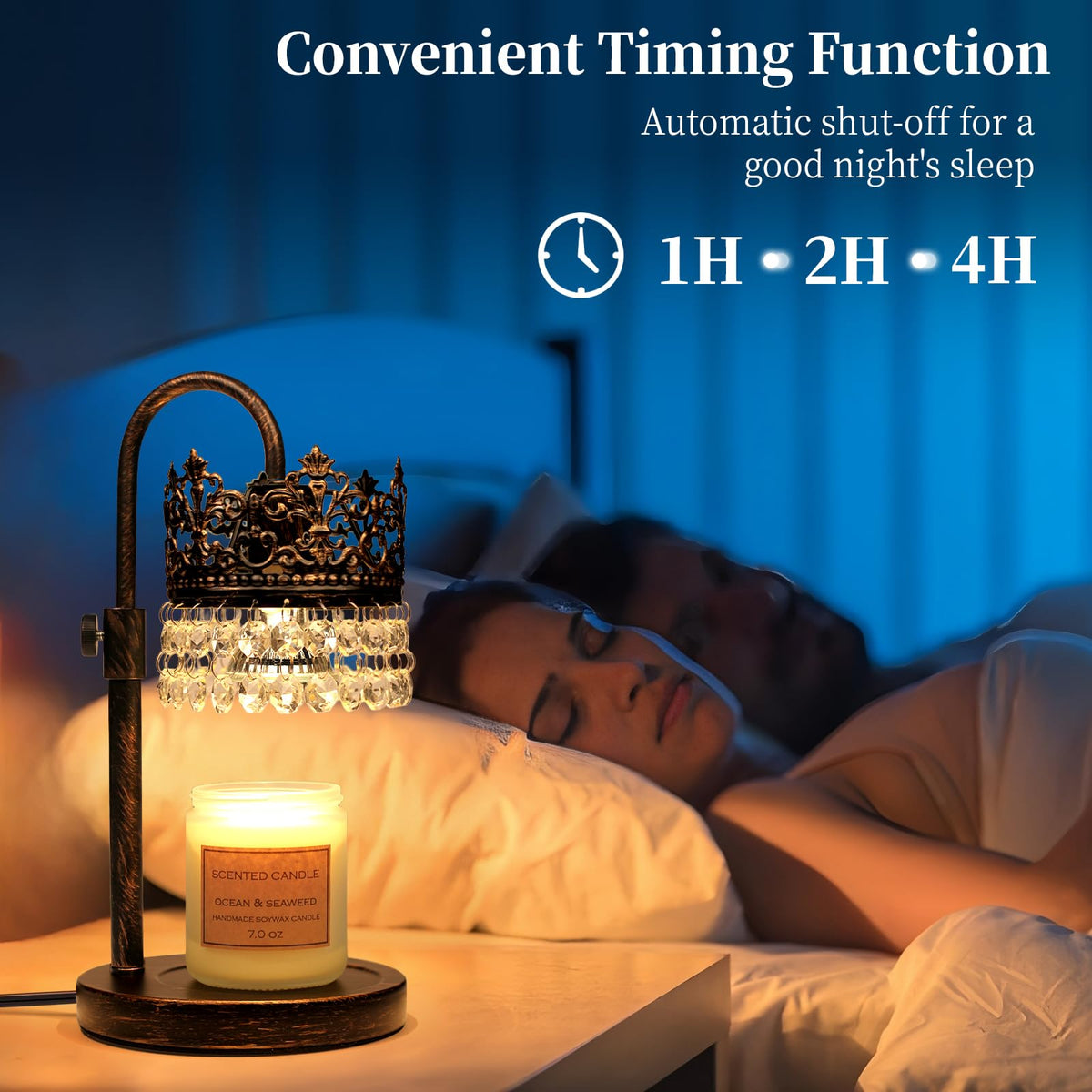 Candle Warmer Lamp with Timer Dimmer Adjustable Height Black Gold Brushed Z85543