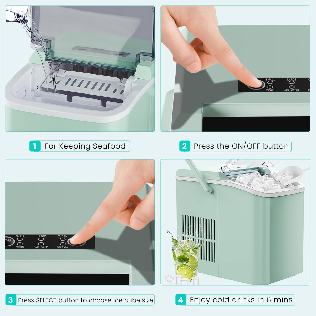 Portable Countertop Ice Maker with Basket & Scoop, 2 Cube Sizes J564378