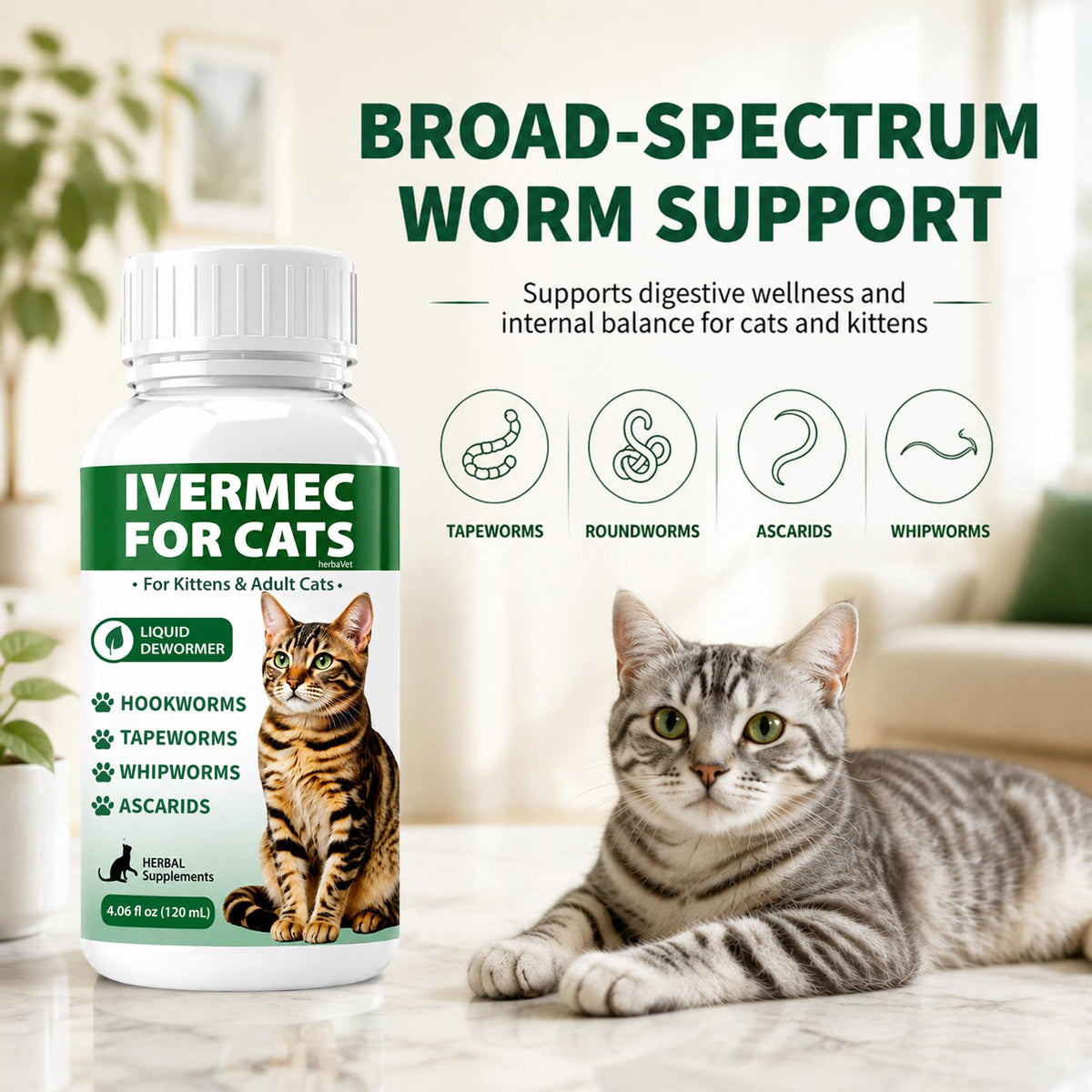 Cat Dewormer Liquid for Cats & Kittens N33069