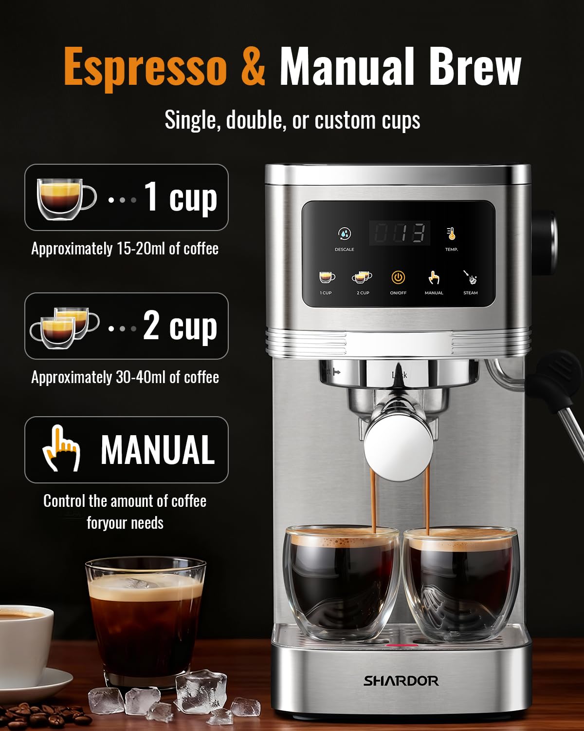 20 Bar Espresso Machine with Milk Frother and Touchscreen Y55490