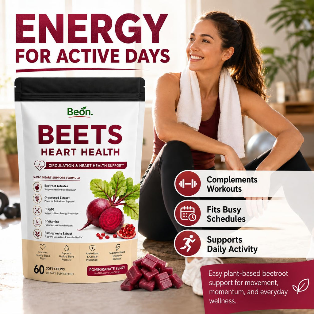 Beet Root Gummies with L-CoQ10 & Grape Seed, Sugar-Free Vegan, 60 Chew R197