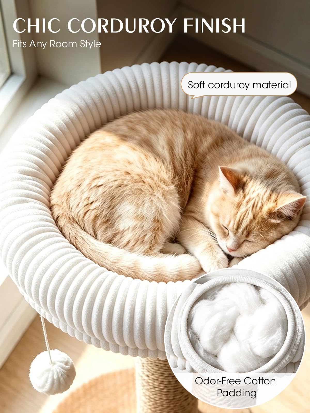 52" Corduroy Cat Tree Tower K9893