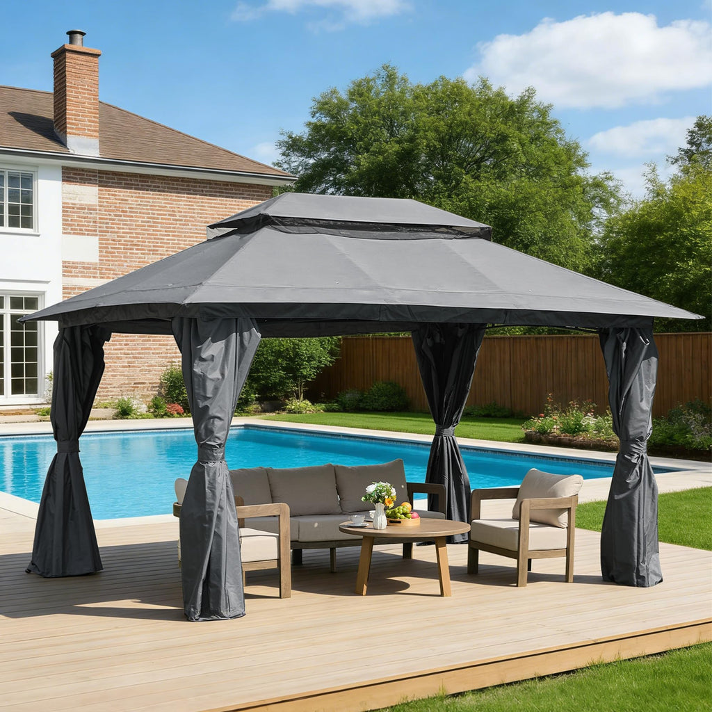 10x13 Outdoor Gazebo with Mosquito Netting and Privacy Screens T842364