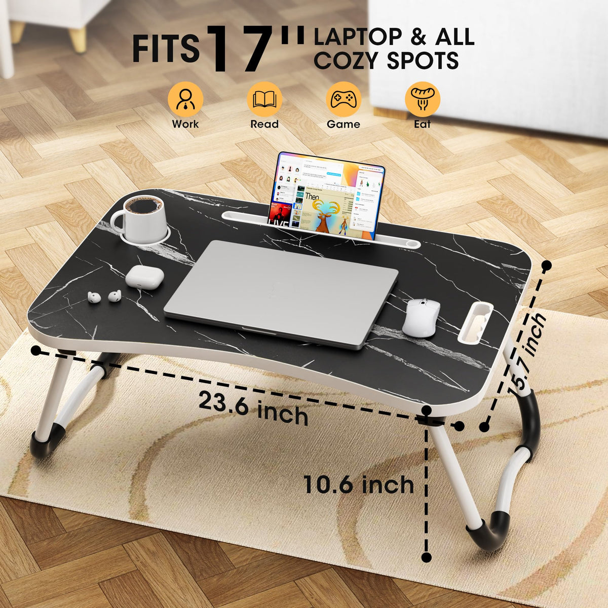 Folding Wood Lap Desk with Cup Holder P238