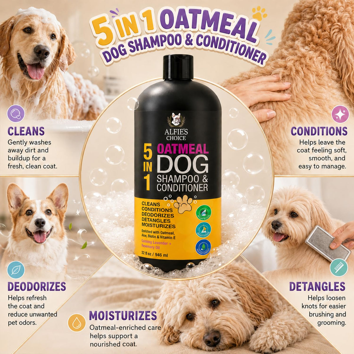 Oatmeal Dog Shampoo and Conditioner with Aloe 32 fl oz R657501