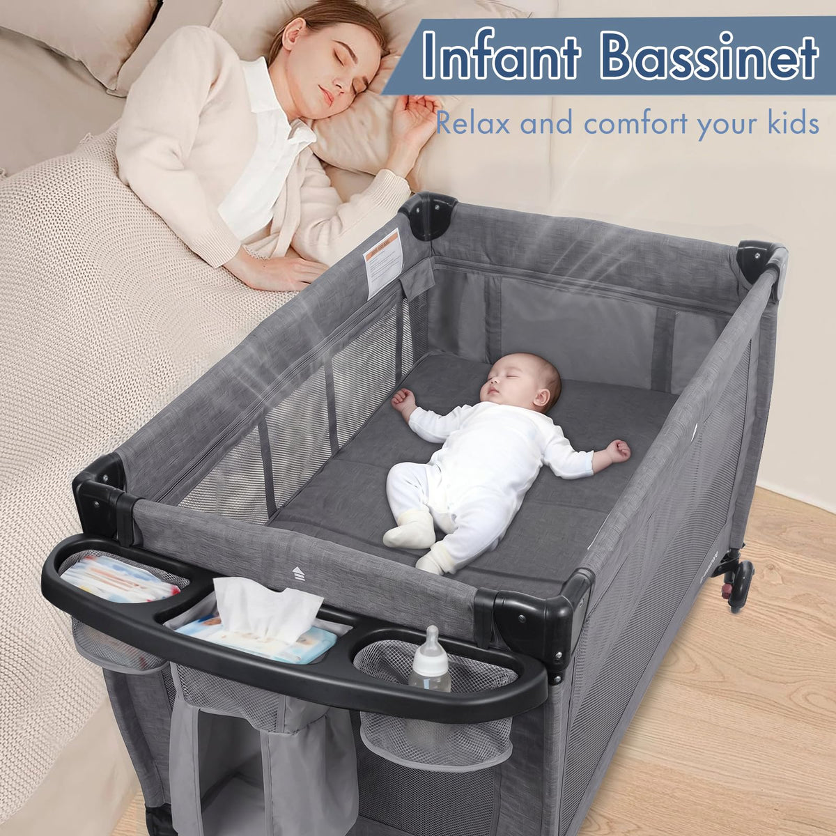 5-in-1 Pack and Play with Bassinet & Changing Table F930115