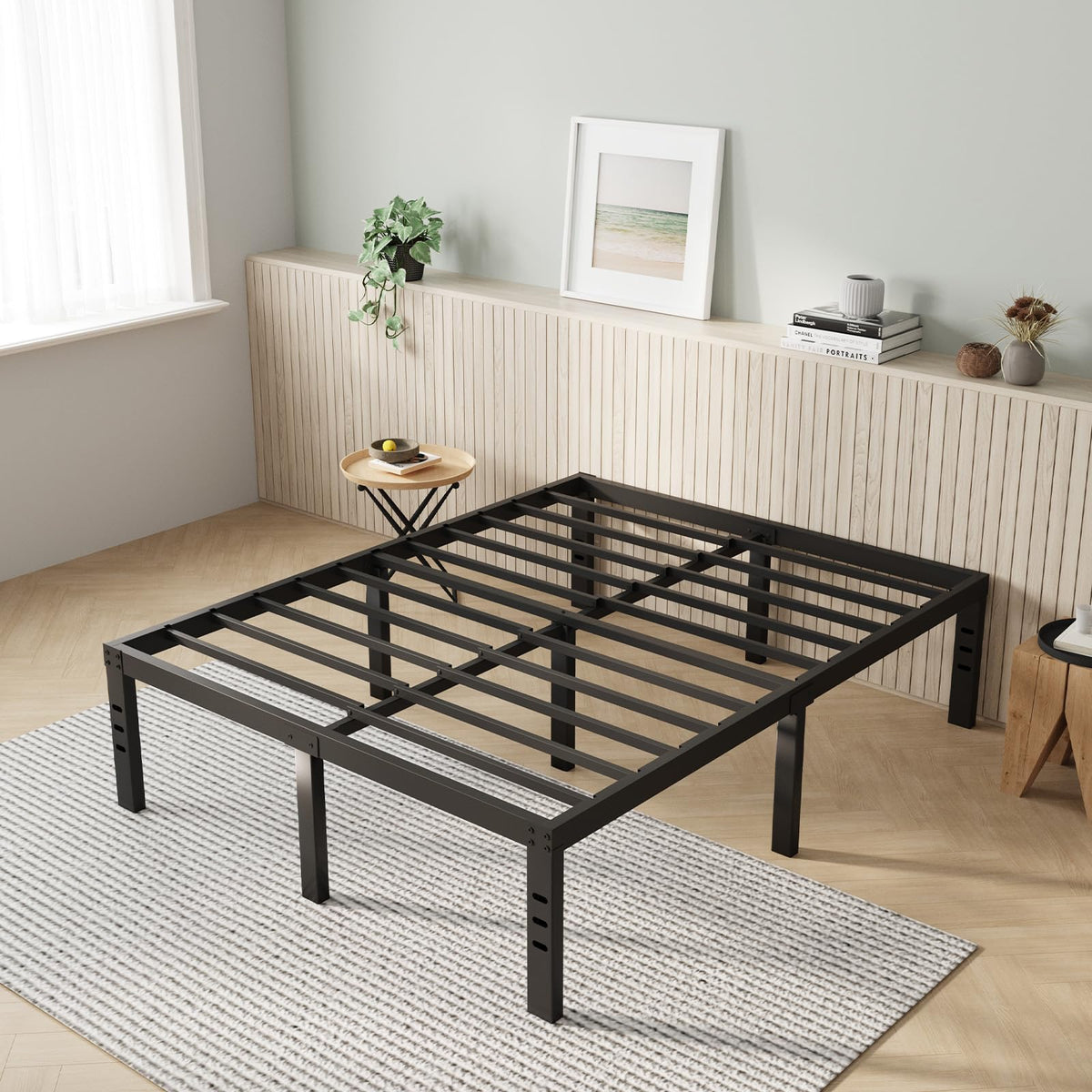 Queen Size 14 Inch Metal Platform Bed Frame C77340