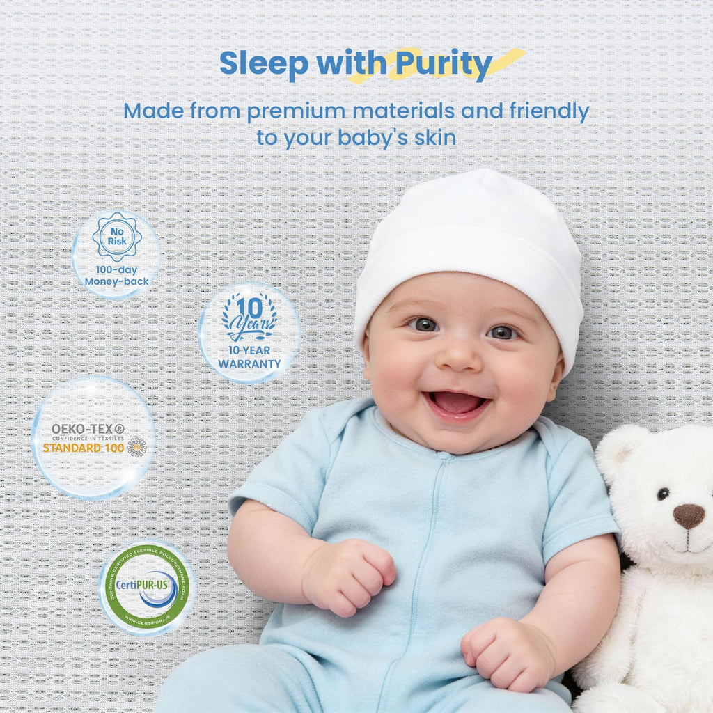 Mini Crib Mattress 38x24x4 Dual-Sided Cooling Gel Foam B9639