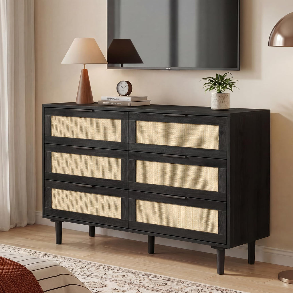 6 Drawer Rattan Wood Dresser F7837