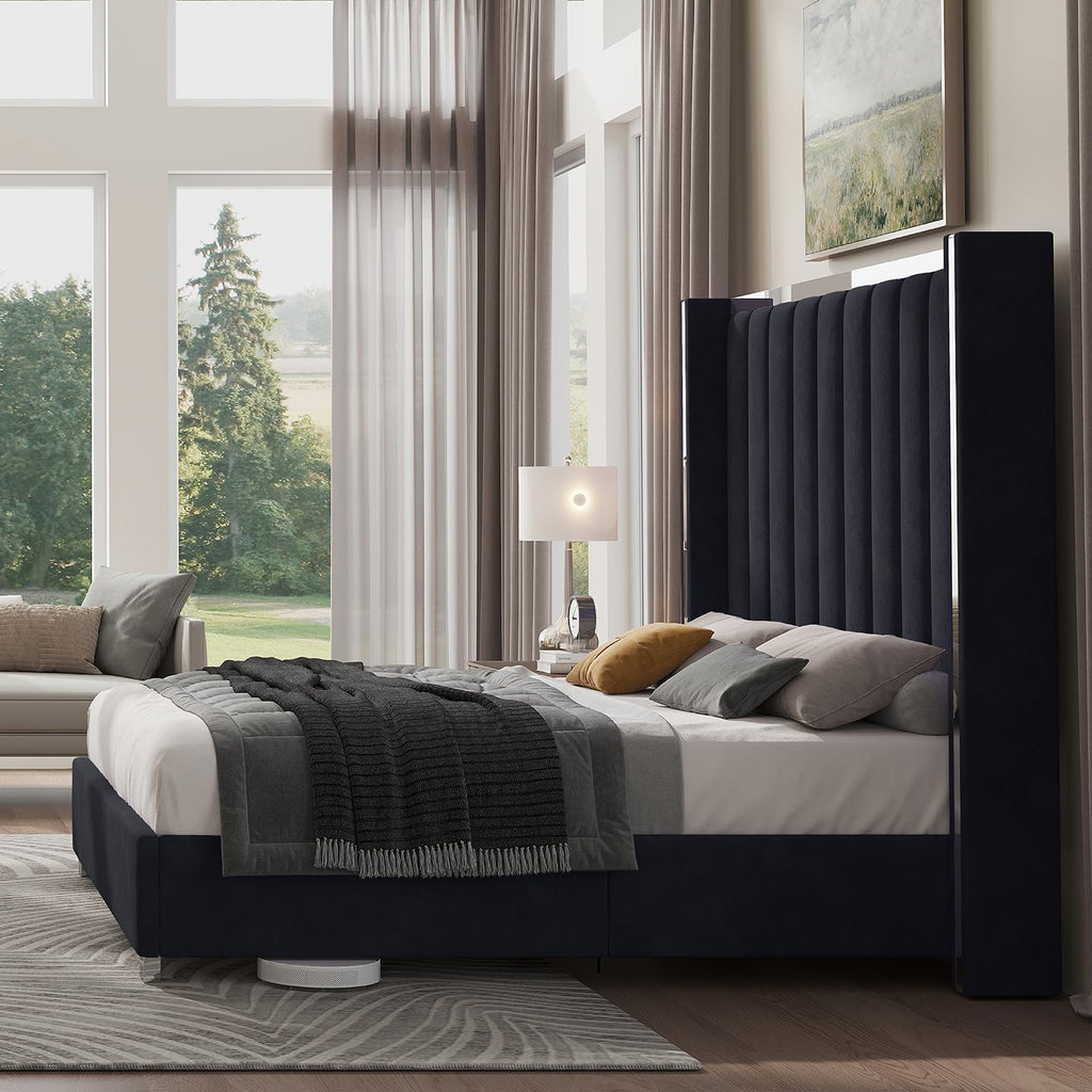 Queen Upholstered Bed Frame with Tall Headboard Q94619