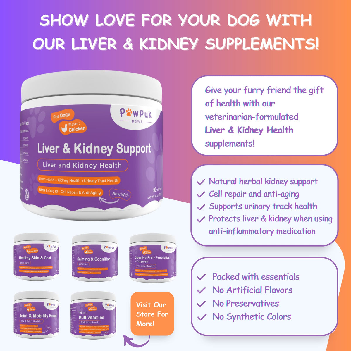 Liver & Kidney Vitamins Supplements for Dogs O884431
