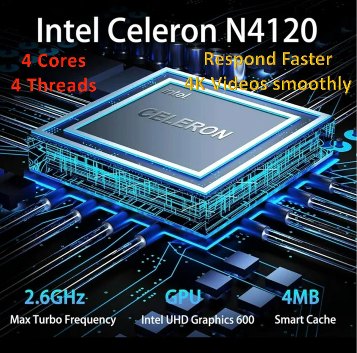14" Ultral Light Thin Laptop, Quad-Core Intel Celeron, 16GB RAM, 564GB, Windows 11 S, Royal Blue K39734