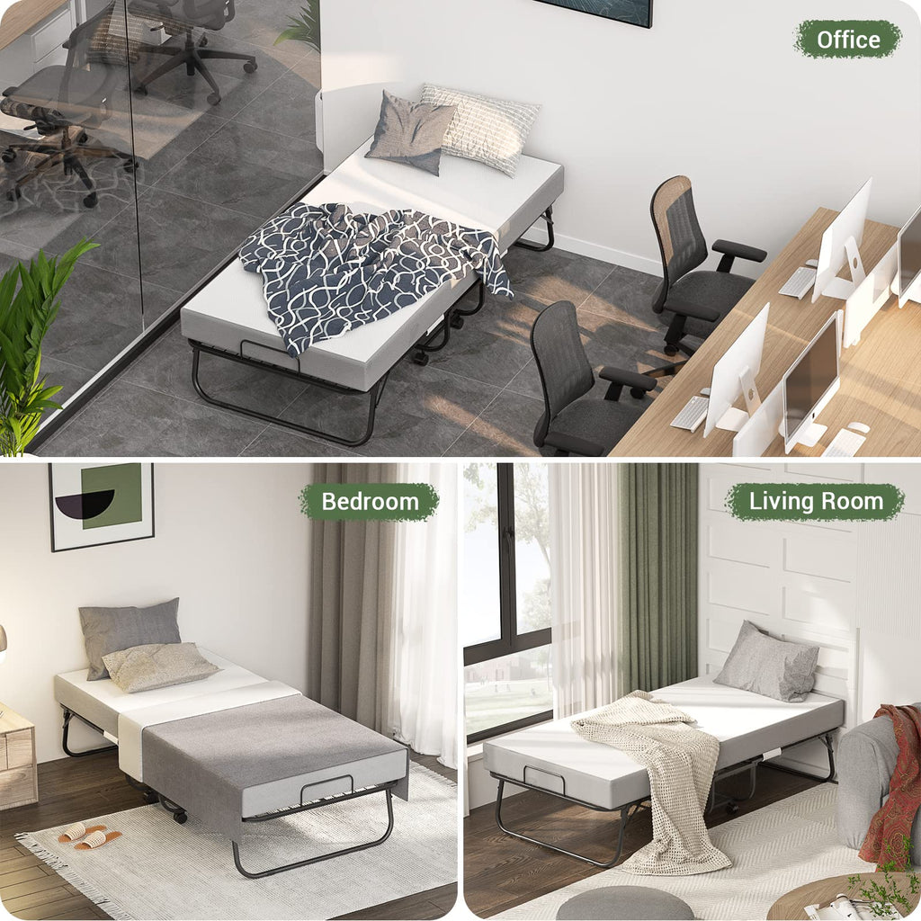 75" x 31" Folding Bed with Memory Foam Mattress M102
