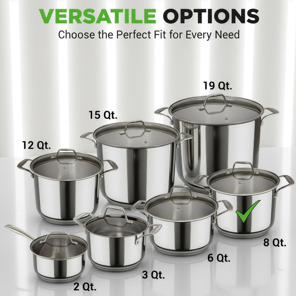 8-Quart Stainless Steel Stock Pot with See-Through Lid C80485