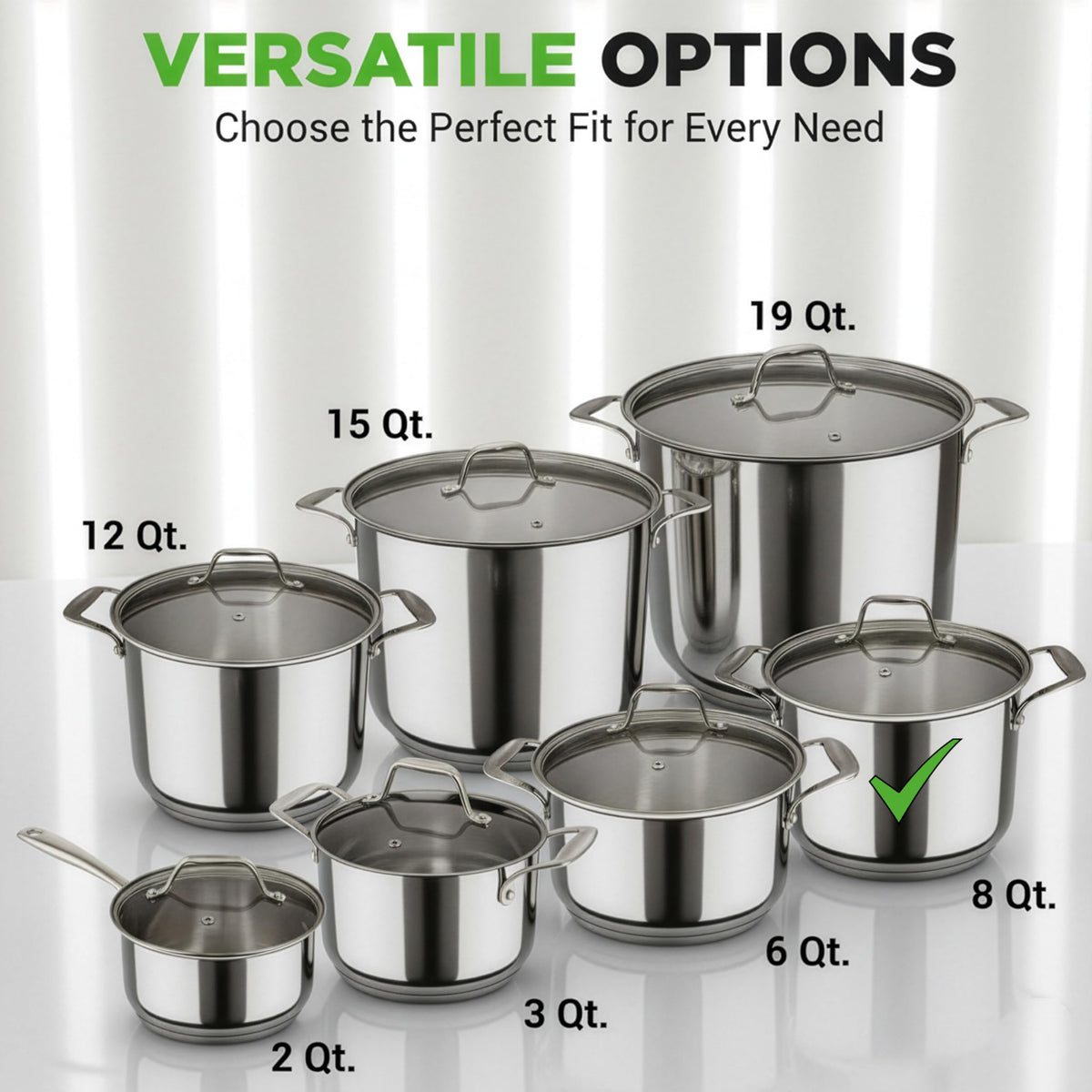8-Quart Stainless Steel Stock Pot with See-Through Lid C80485