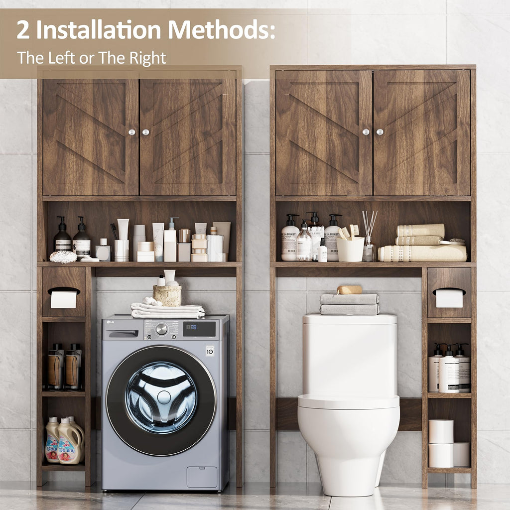 Walnut Over Toilet Storage Cabinet with Adjustable Shelf Z553671