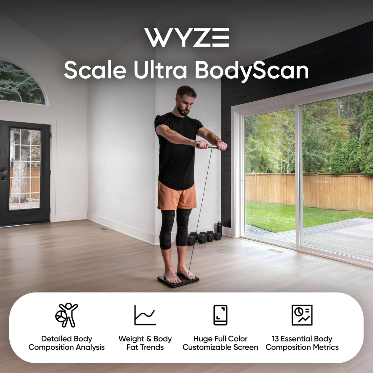 Wi-Fi & Bluetooth Body Composition Scale with Handle, 400 lbs, Black Z94853