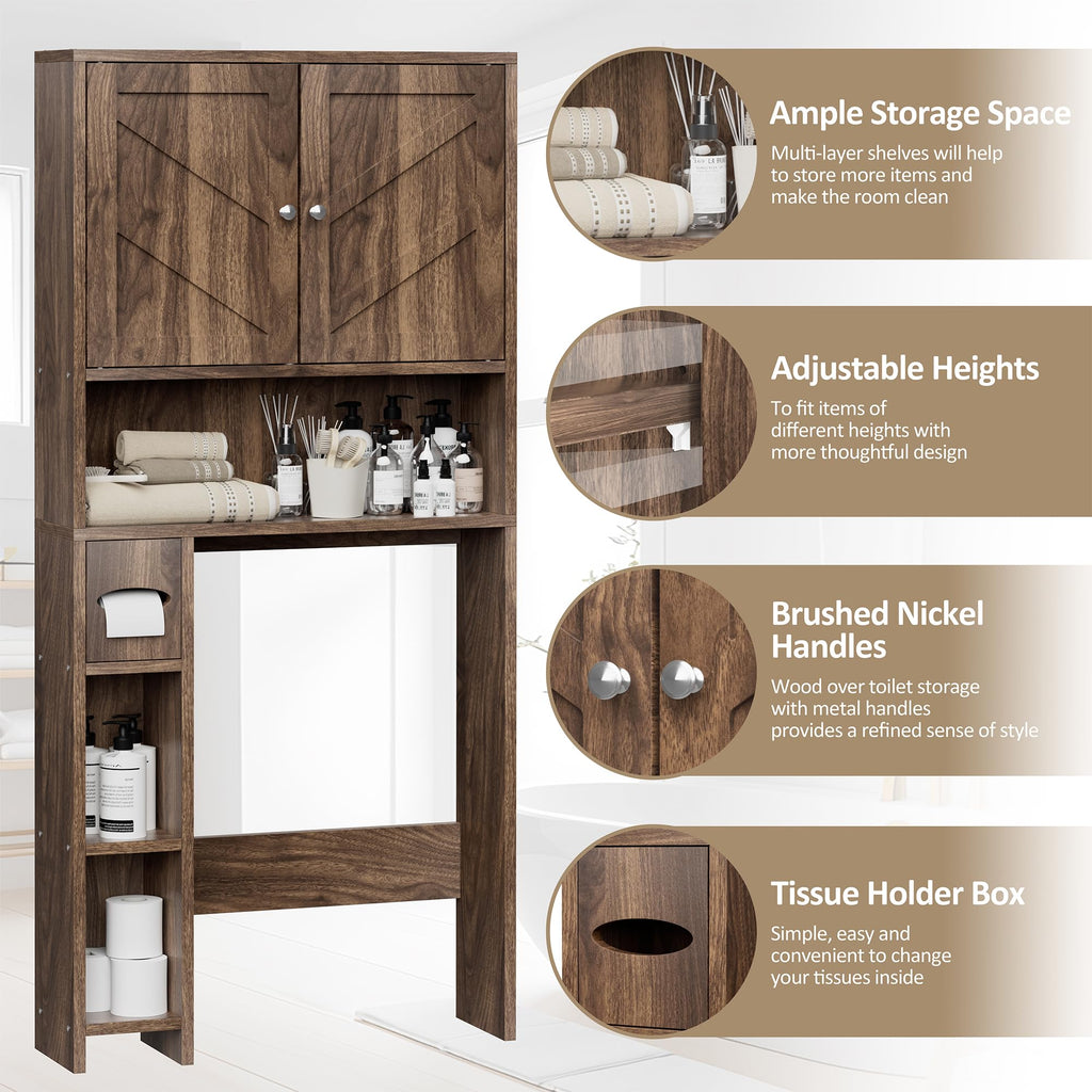 Walnut Over Toilet Storage Cabinet with Adjustable Shelf Z553671
