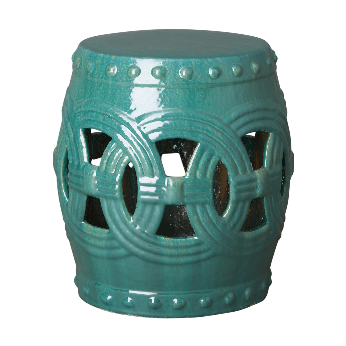 Teal Glazed Garden Stool L476