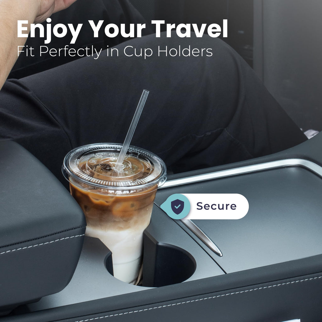 12 oz Clear Plastic Cups with Lids and Straws T8890