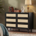 6 Drawer Rattan Wood Dresser F7837