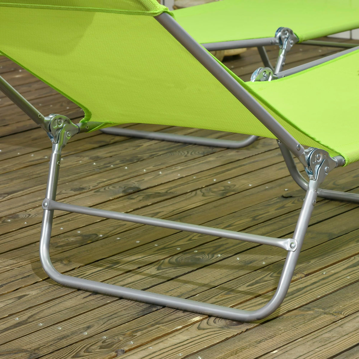 2 Piece Folding Chaise Lounge Chairs Reclining Back Green H234778