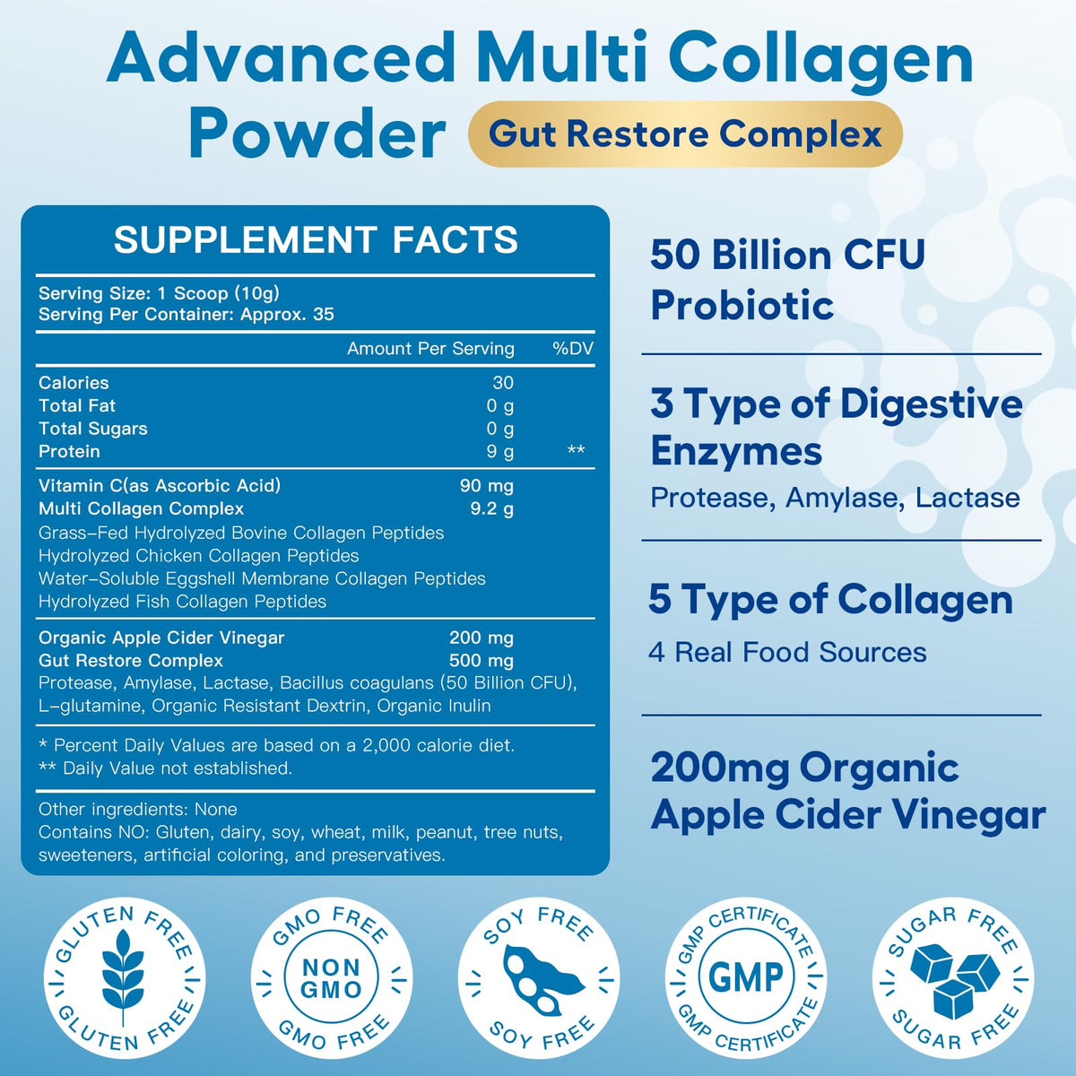 Multi Collagen Peptides Powder with Probiotic V35118