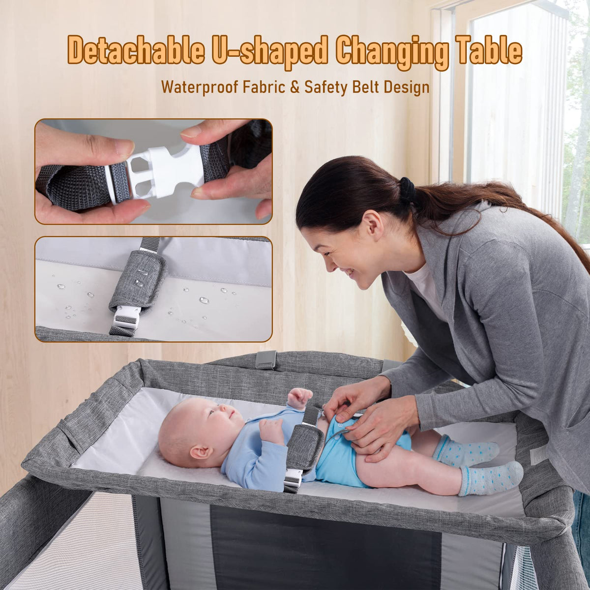 5-in-1 Baby Bassinet Bedside Sleeper Playard K8022