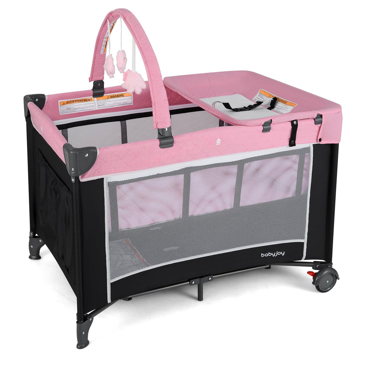 3 in 1 Pink Pack and Play Baby Crib Bassinet T76348
