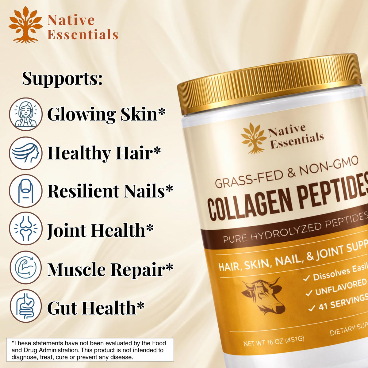 Grass Fed Hydrolyzed Multi Collagen Peptides Powder 16oz L23696