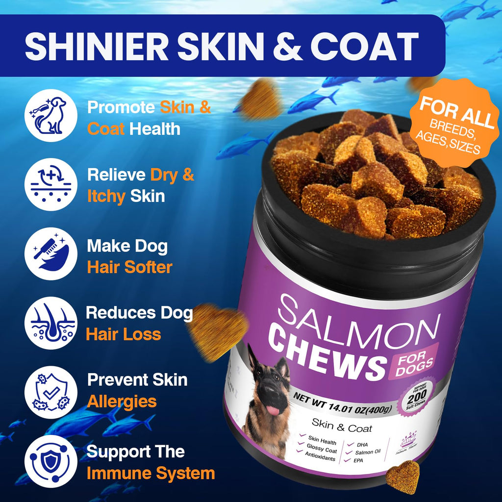 Omega 3 Skin and Coat Dog Supplement 200 Chews Fish Oil C47108