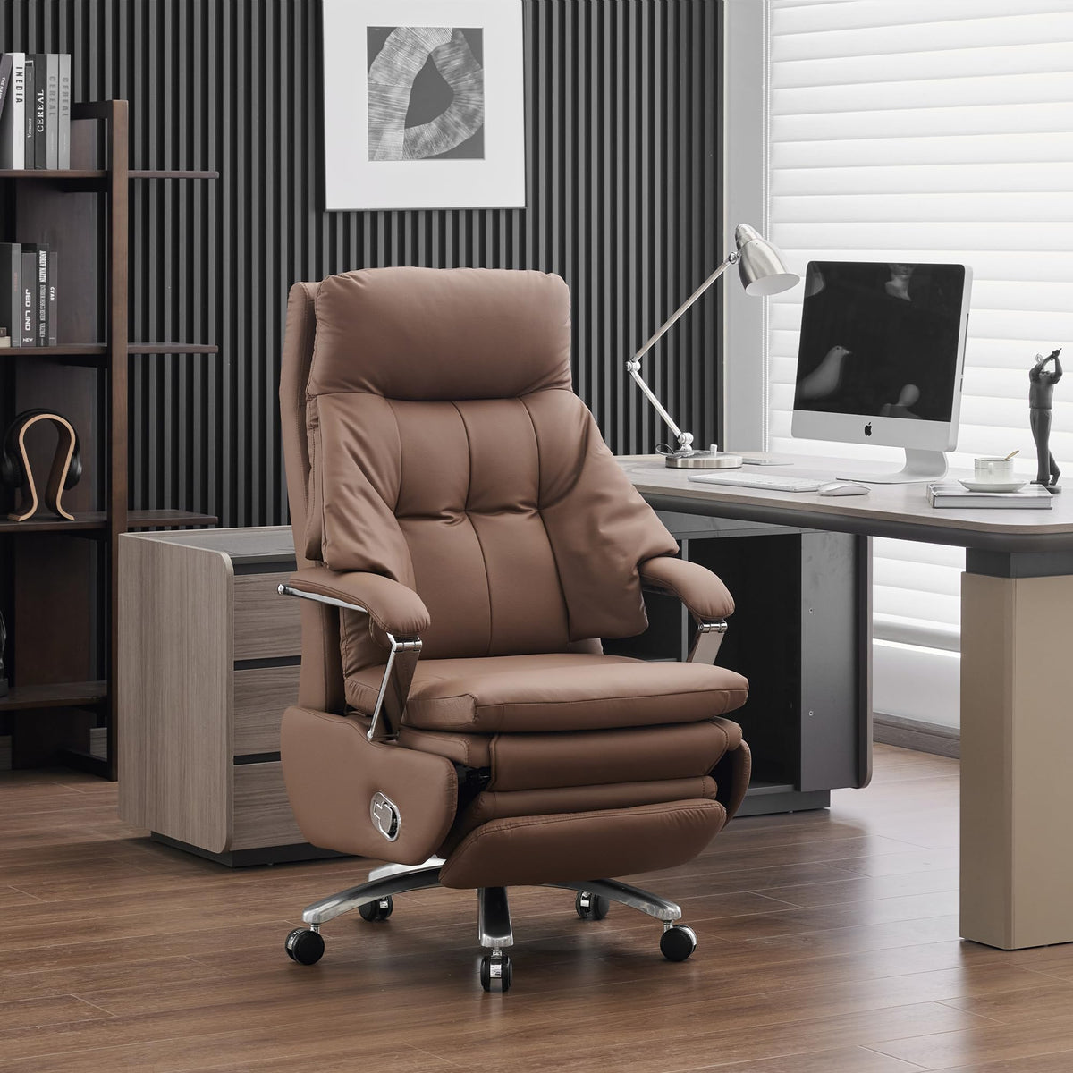 Brown PU Leather Recliner Chair with Footrest 400LBS I21239