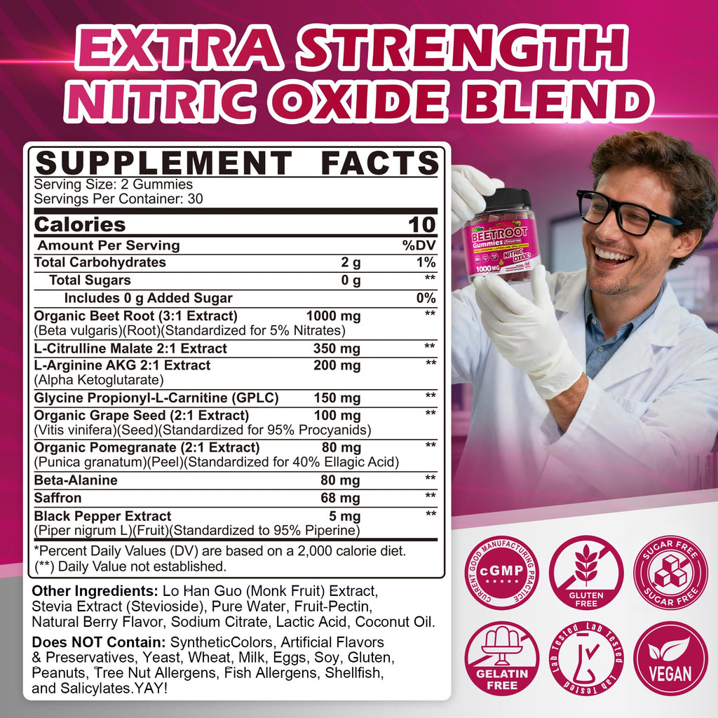 Beet Root Gummies with L-Citrulline & L-Arginine, Sugar Free E17195