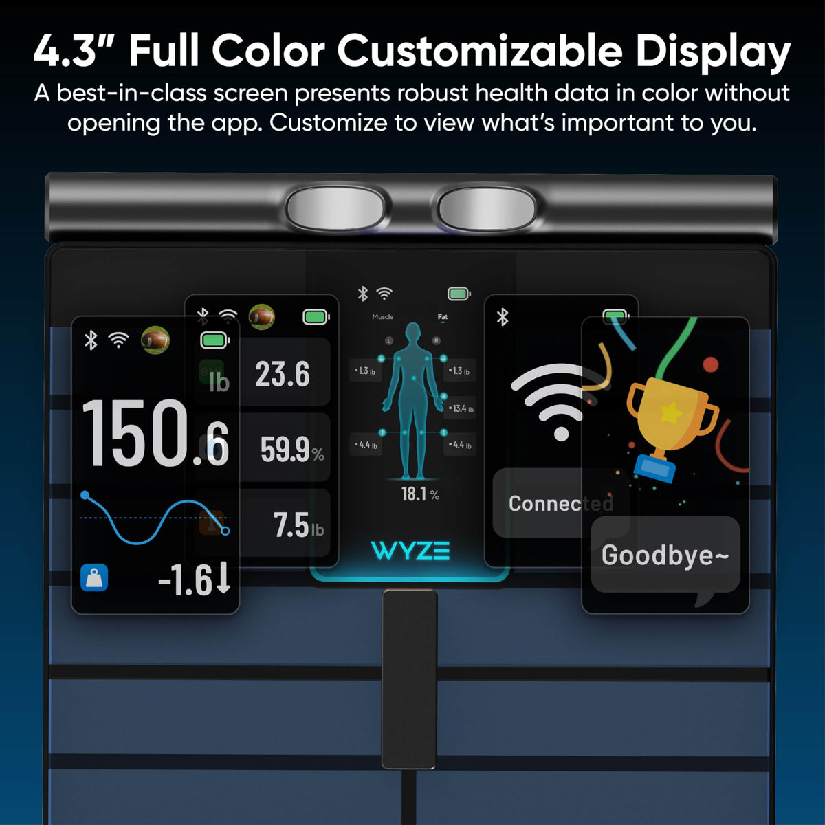 Wi-Fi & Bluetooth Body Composition Scale with Handle, 400 lbs, Black Z94853
