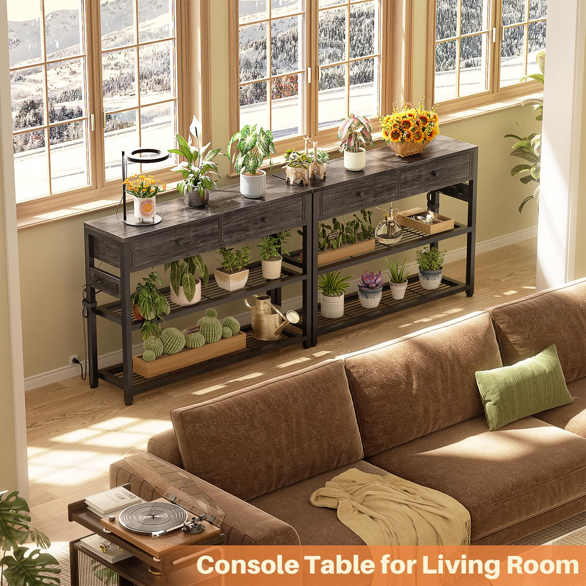 32" Entryway Table with Outlets and Drawers E621668
