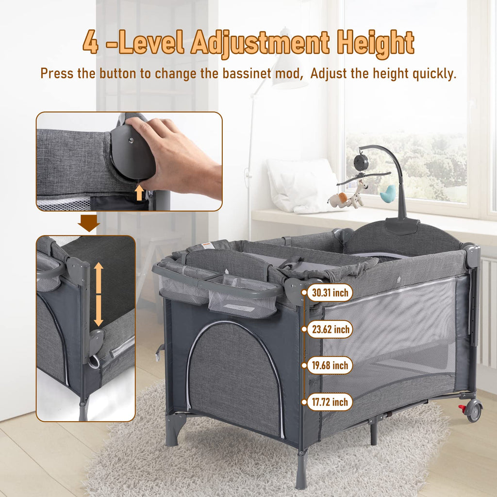 5-in-1 Baby Bassinet Bedside Sleeper Playard K8022