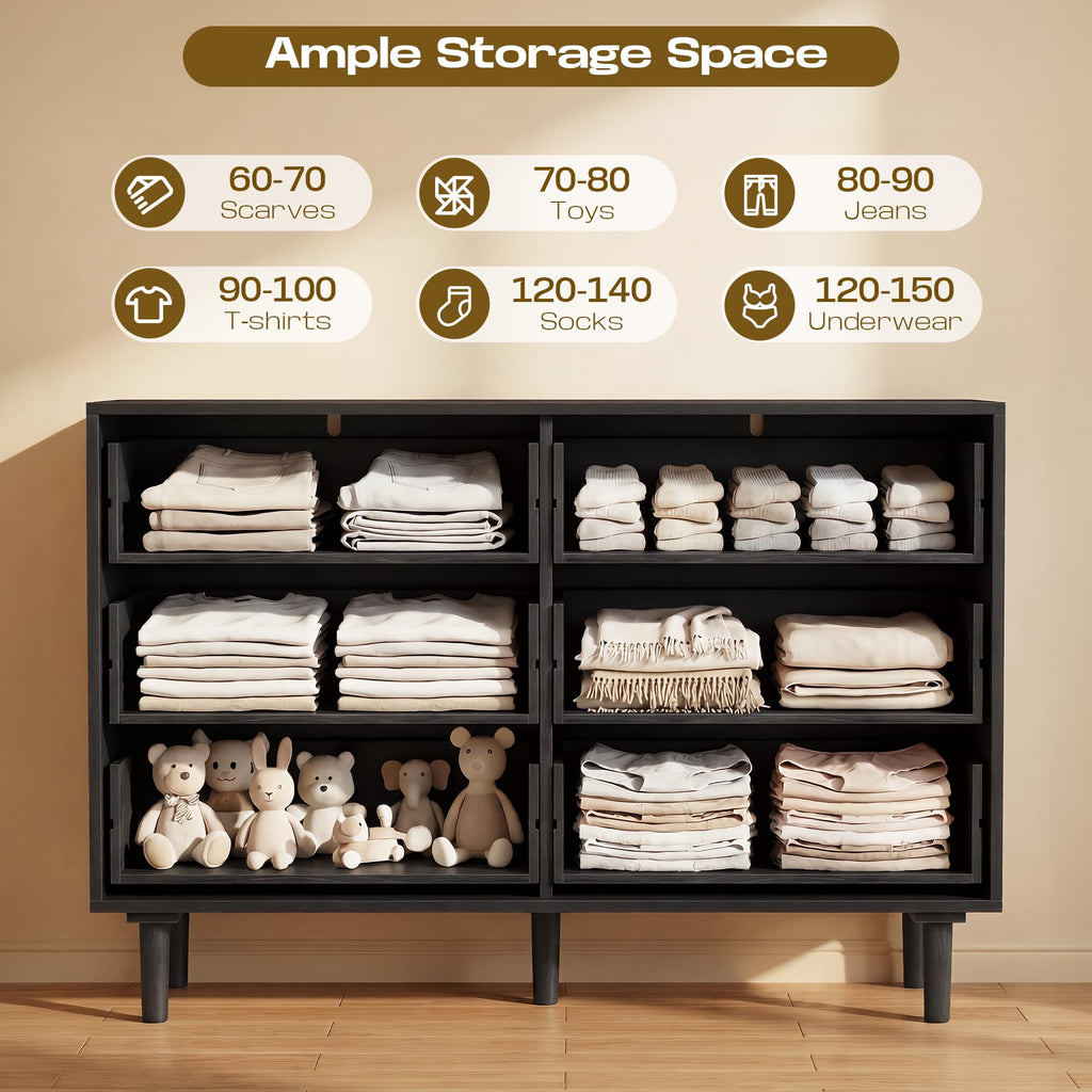 6 Drawer Rattan Wood Dresser F7837