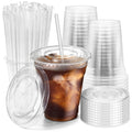 12 oz Clear Plastic Cups with Lids and Straws T8890