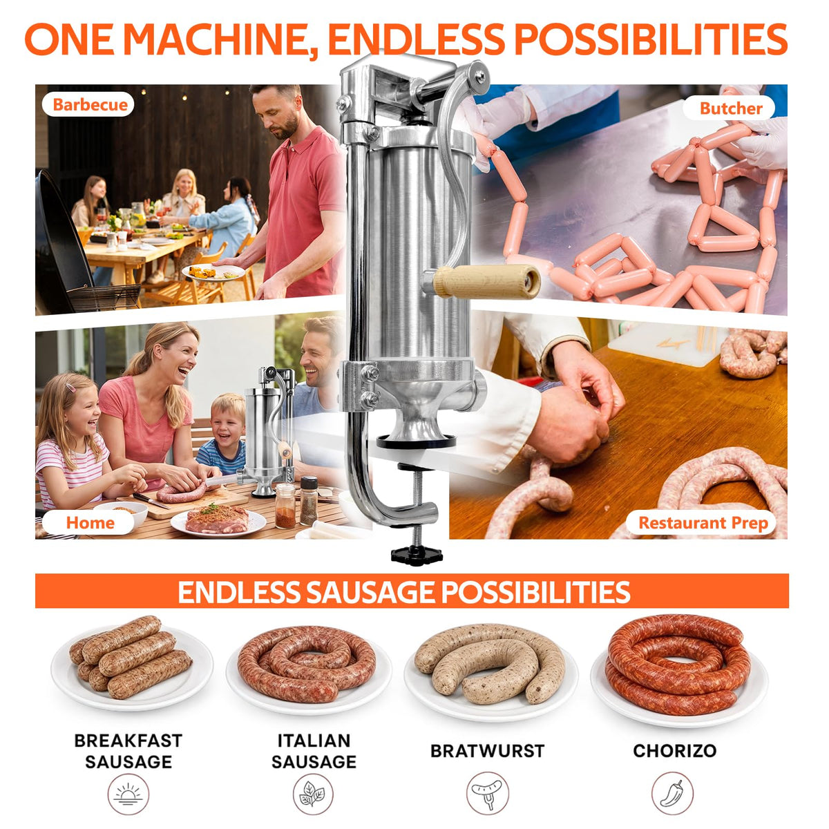 Stainless Steel Vertical Sausage Stuffer 2.5 LBS O6530