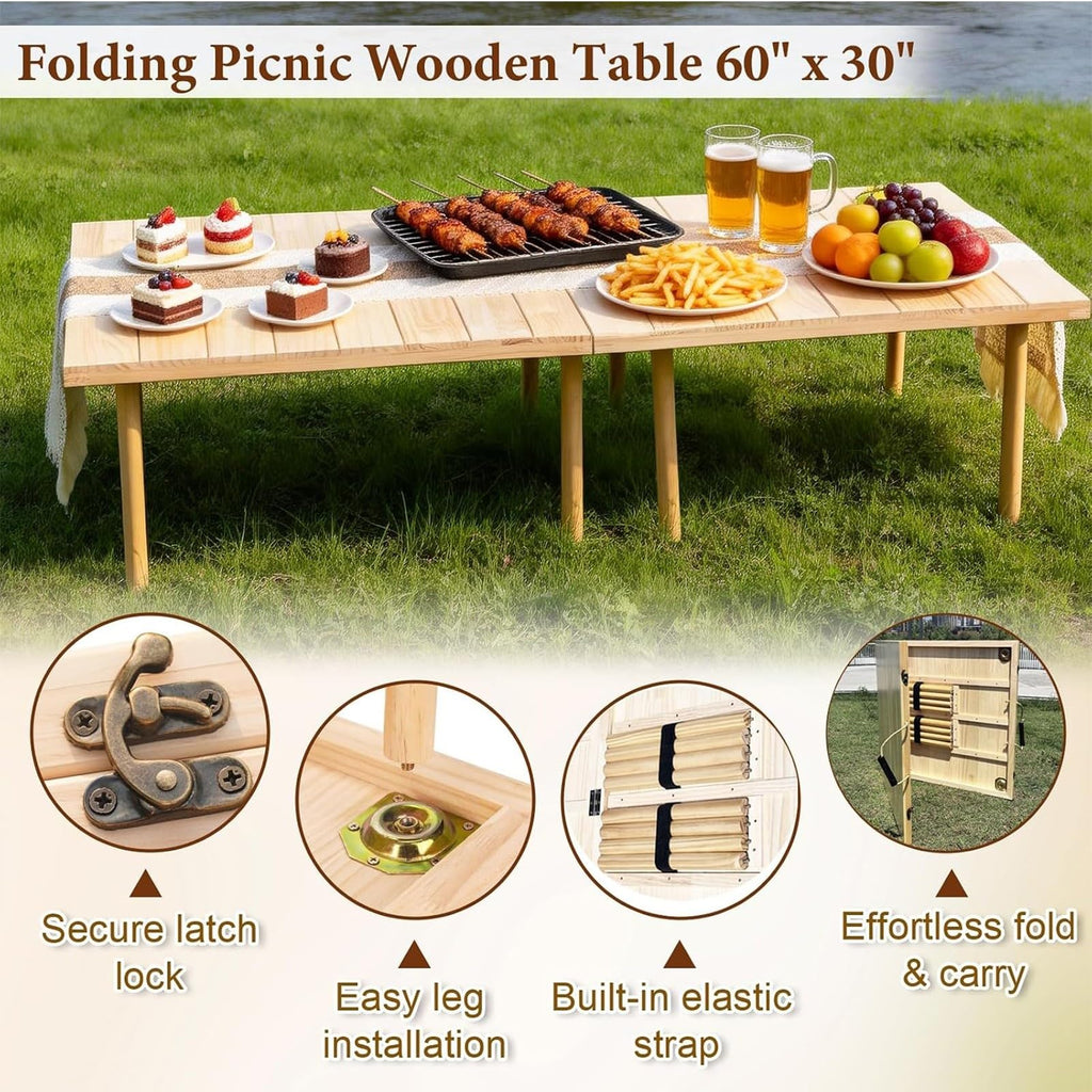 Wood Low Folding Picnic Table X1906